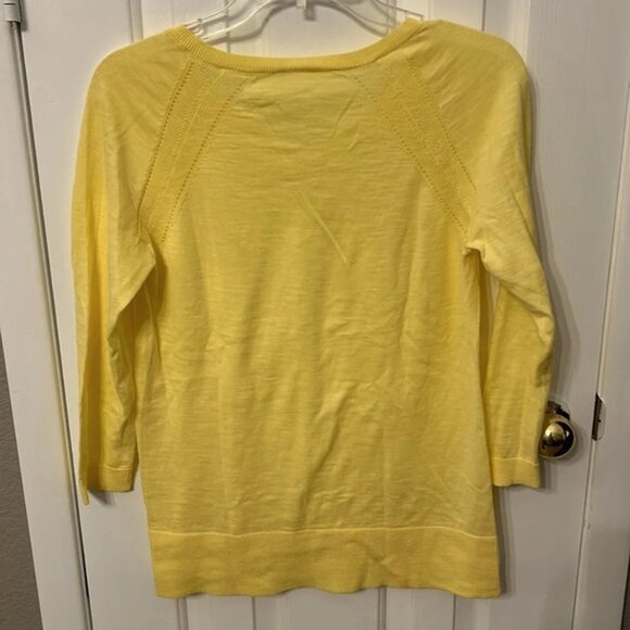 Talbots Women’s (S) Yellow V Neck Lightweight 3/4 Sleeves Pullover Sweater - Picture 2 of 5